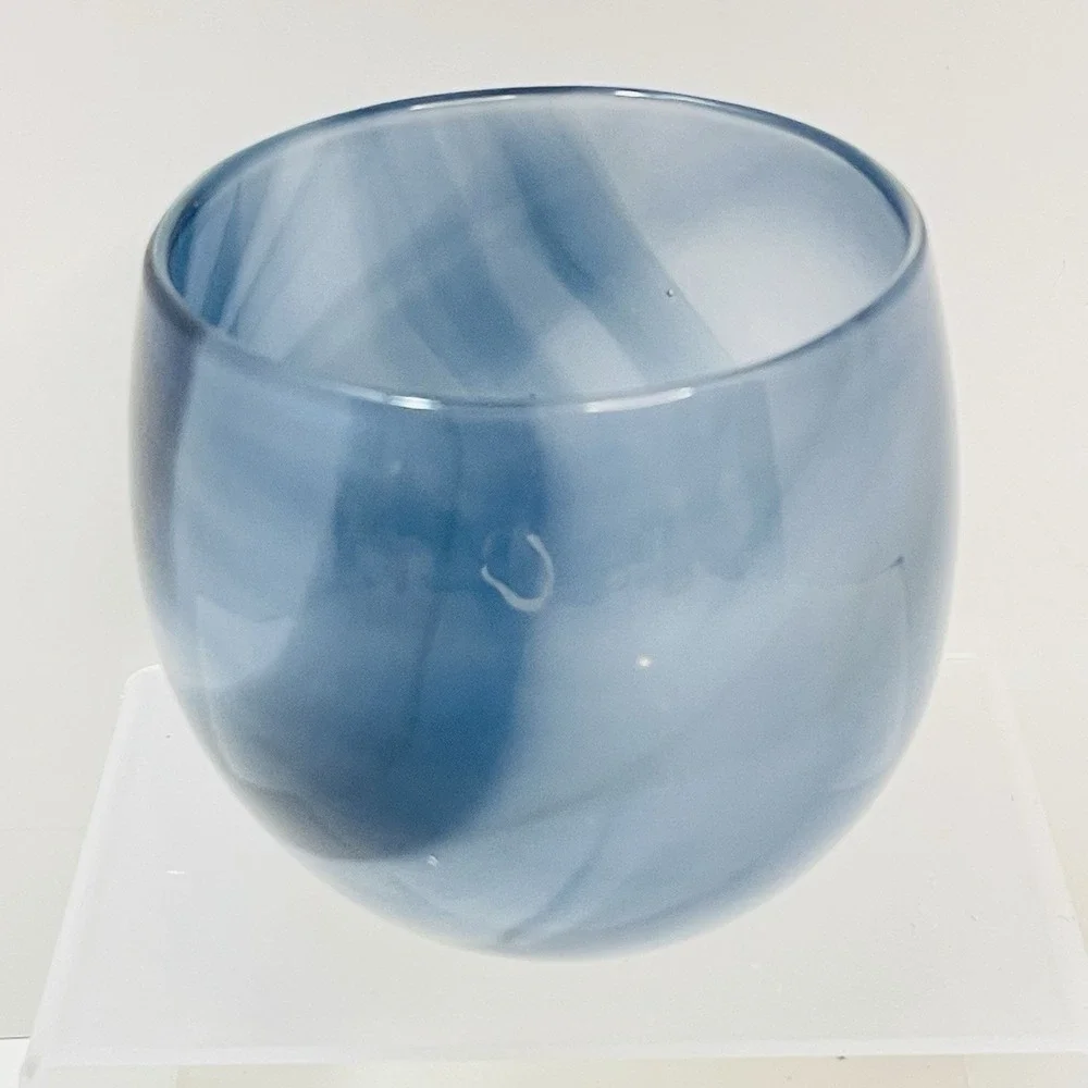 Dark And Stormy Drinker Glassybaby - Purple Periwinkle White Swirl‎